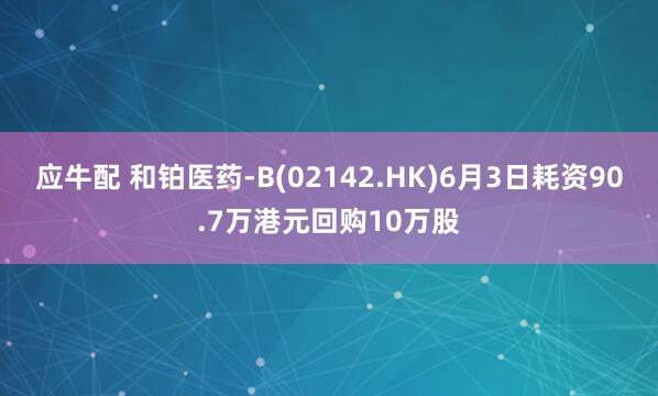 应牛配 和铂医药-B(02142.HK)6月3日耗资90.7万港元回购10万股