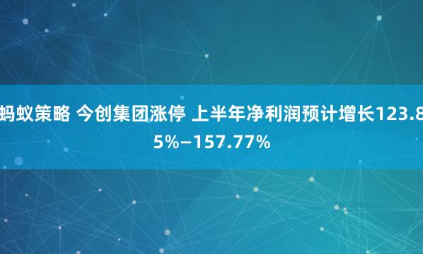 蚂蚁策略 今创集团涨停 上半年净利润预计增长123.85%—157.77%